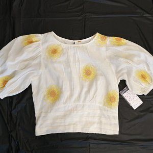 Free People Ivory Combo Short Sleeve